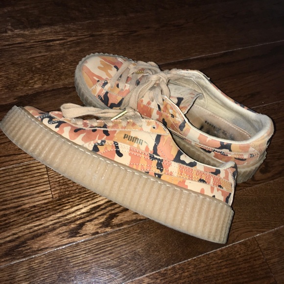 Rihanna Puma Orange Camo Creepers - Picture 2 of 9
